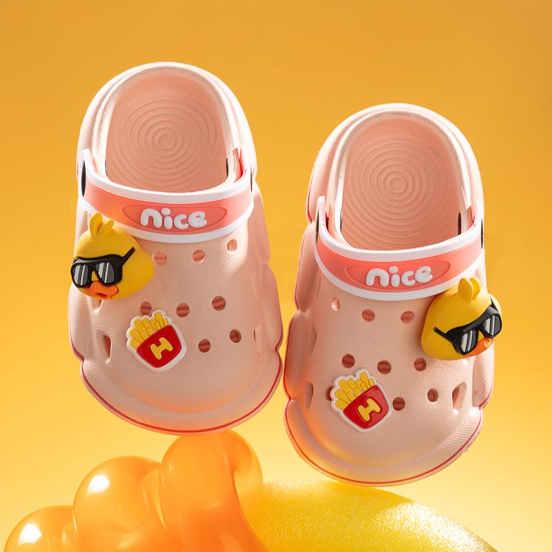 

Children s hole shoes summer new home bag head soft sole children boys and girls non-slip soft sole cool slippers 150 [inner length 140mm] рожевий