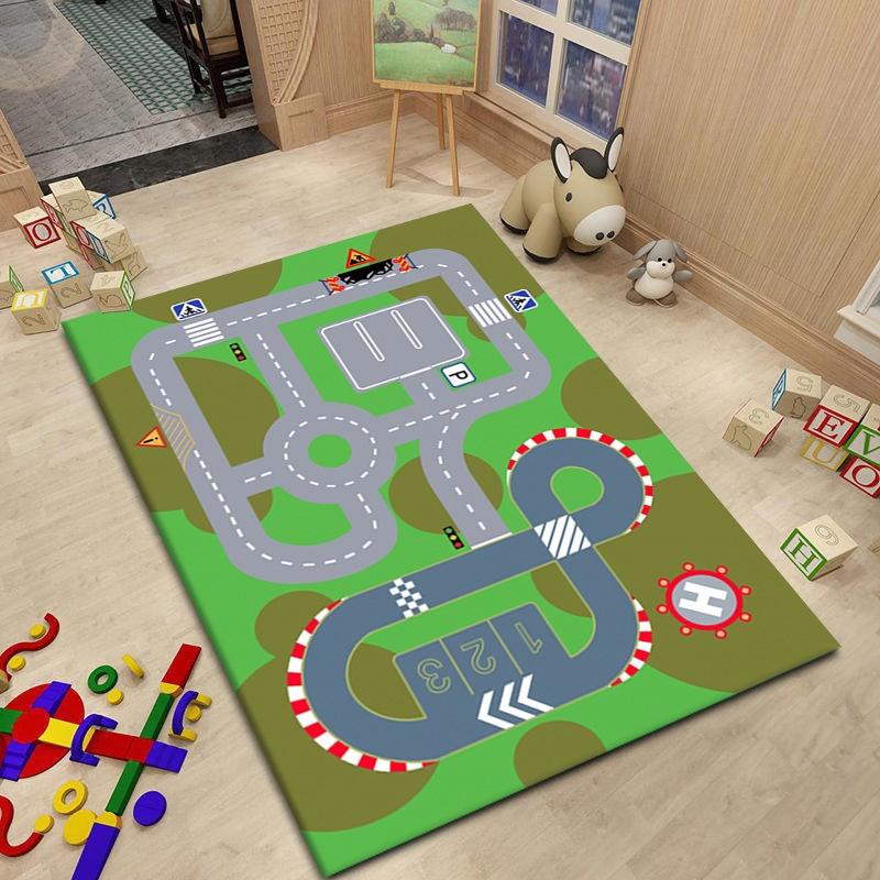 Boy and Girl Game Carpet Blue Green Soft Climbing Mat Urban Road Rail Transit Carpet Office Children s Room Decoration 50x80cm