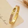 18K Gold-Plated Stainless Steel Pig Nose Bracelet with Zirconium Detailing