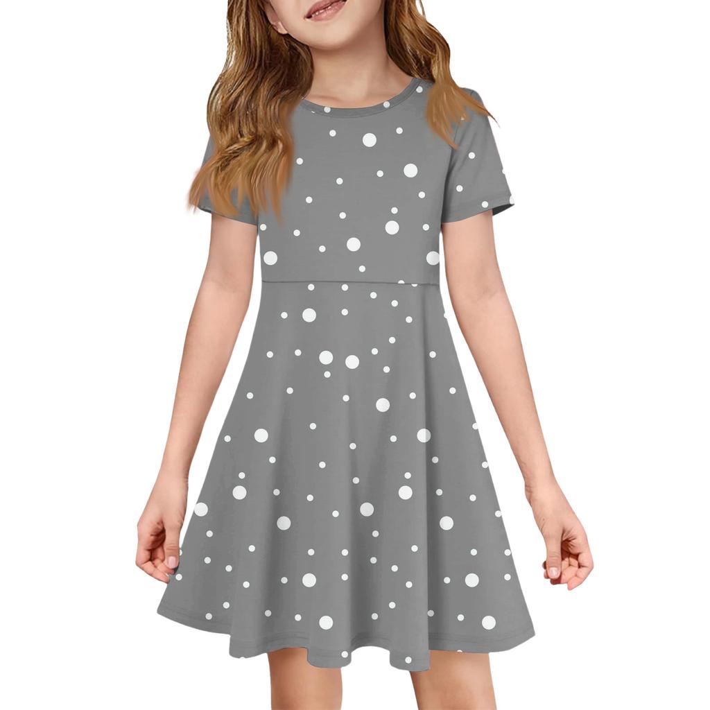 Girl Summer Dress Color & Print Short Sleeve Dress With Pocket Casual Dress Shorts Sleeve Party Dress Easter Day