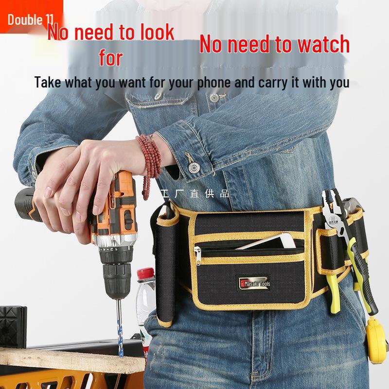 Portable Electrician Tool Belt: Sturdy, Multifunctional Waist Pouch for Construction Site Storage