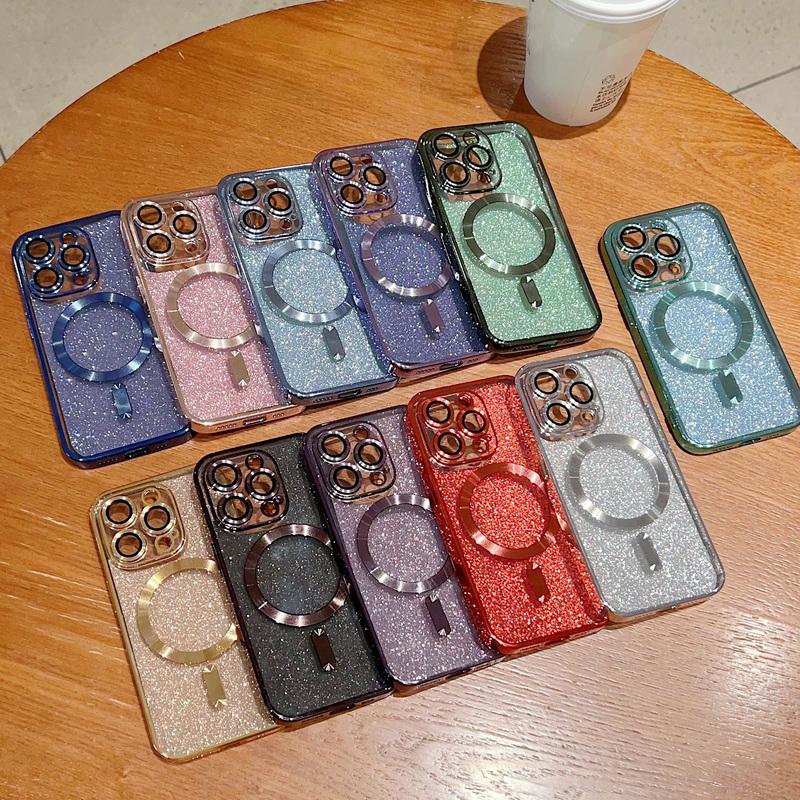 Clear Glitter Magnetic Case For iPhone 15 14 Plus 13 Pro Max 12 11 Støtsikkert Luksus Candy Color Shell Cover