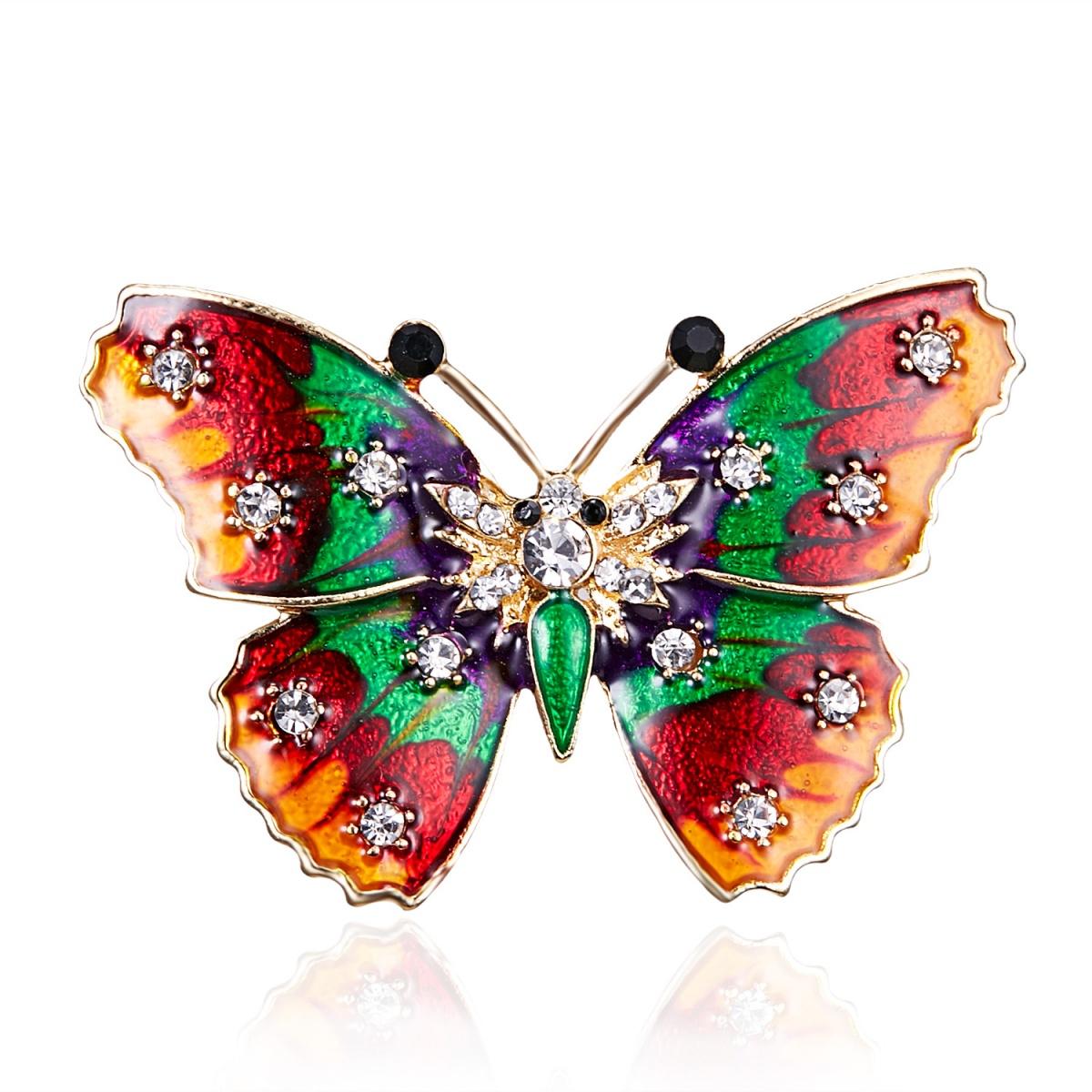 Exquisite Inlaid Rhinestone Butterfly Brooches For Women Men Vintage Lovely Flying Insect Butterfly Animal Enamel Pins Jewelry
