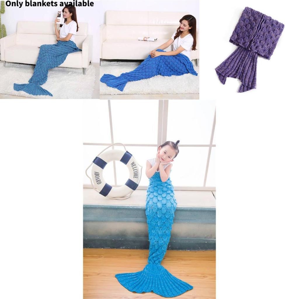 Fish Scale Pattern Mermaid Blanket Knitted Sofa Blanket For Cozy Home Use