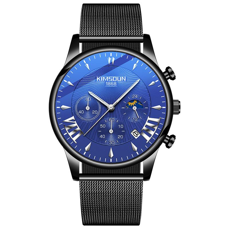 KIMSDun Uhr Herren Top Marke Luxus Uhr Neue Mondphase Stern Herrenuhr Studenten Mode Trend Multifunktion Quarz Form Wasserdicht Herrenuhr