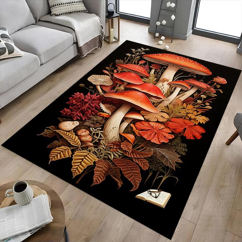 1pc Mushroom Artwork Carpet Anti Slip Polyester Floor Mat for office,Bedroom