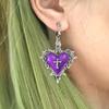 Gothic Punk Sliver Color Liquid Metal Red Thorn Heart Cross Shape Hoop Pendant Earrings for Women Halloween Party Jewelry Gifts