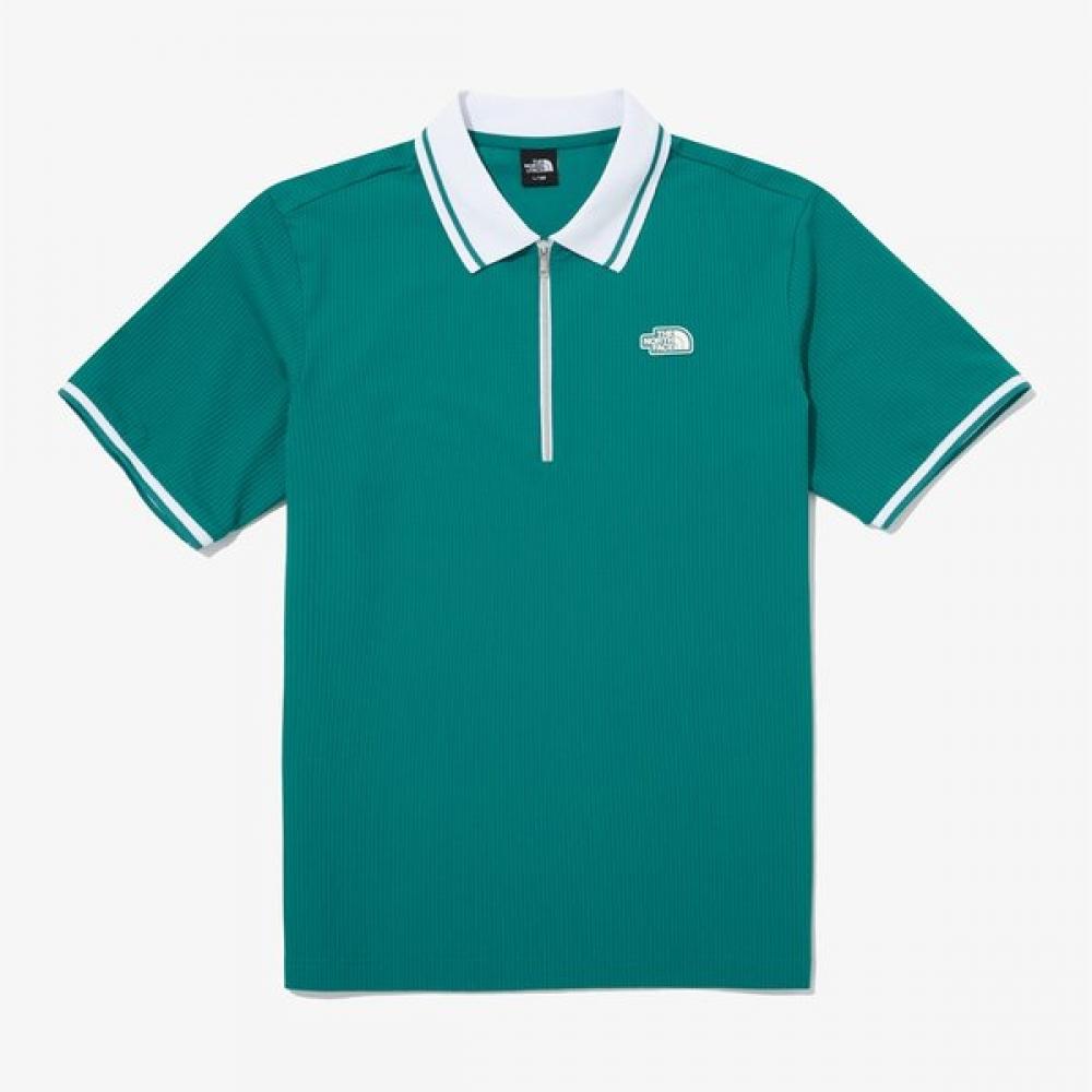 The North Face Men S Ice Field Zip Polo Short Sleeve Nt7pq07c GREEN/095