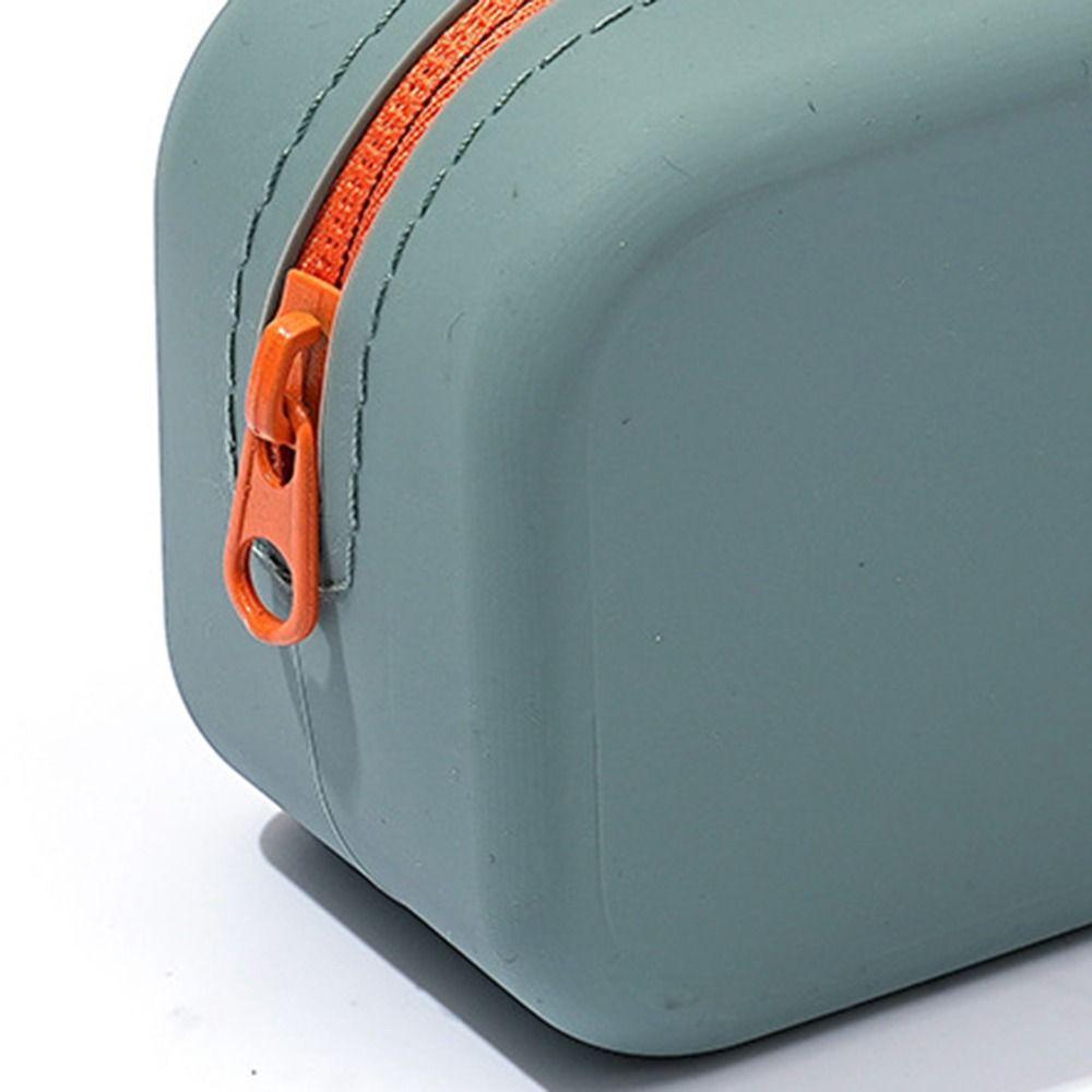 Zippered Pen Bag Silicone Stationery Organizer Ins Pencil Case Gift