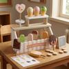 Ice Cream Shop Display Stand Pink and Wooden Striped Dessert Counter Playset for