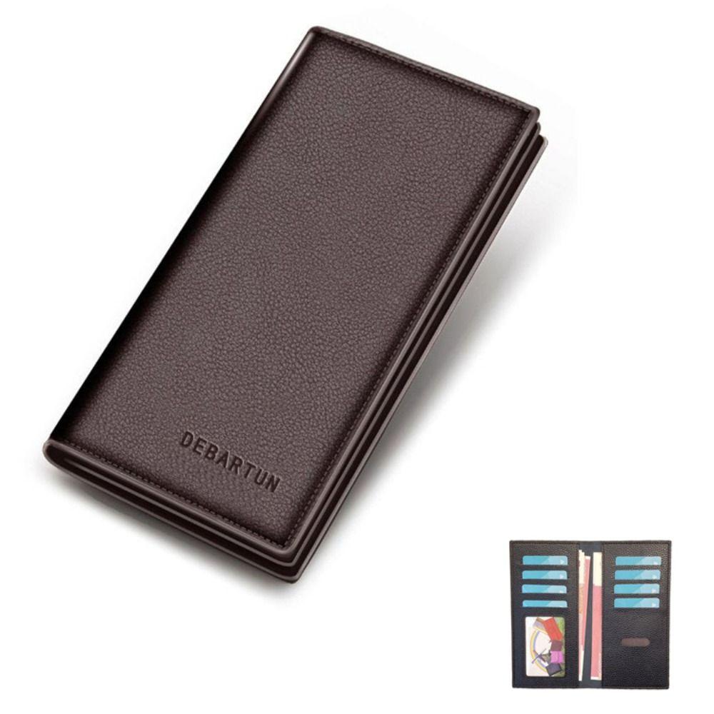 New PU Leather Long Wallet Multiple Slots Thin Card Holder Card Bag Men