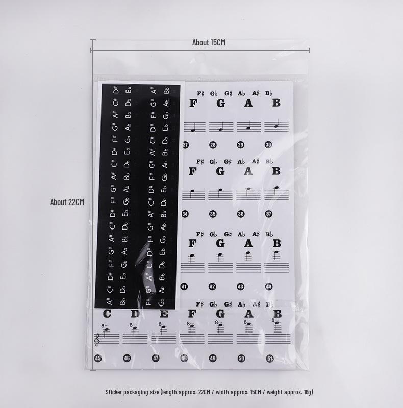 

Colored Piano Keyboard Stickers with Staff and Simplified Notation for Self-Study
