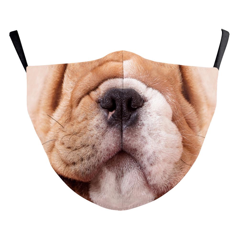 Animal Puppy Funny Mouth Anti-Haze Dustproof Adult Digital Print Protective Mask