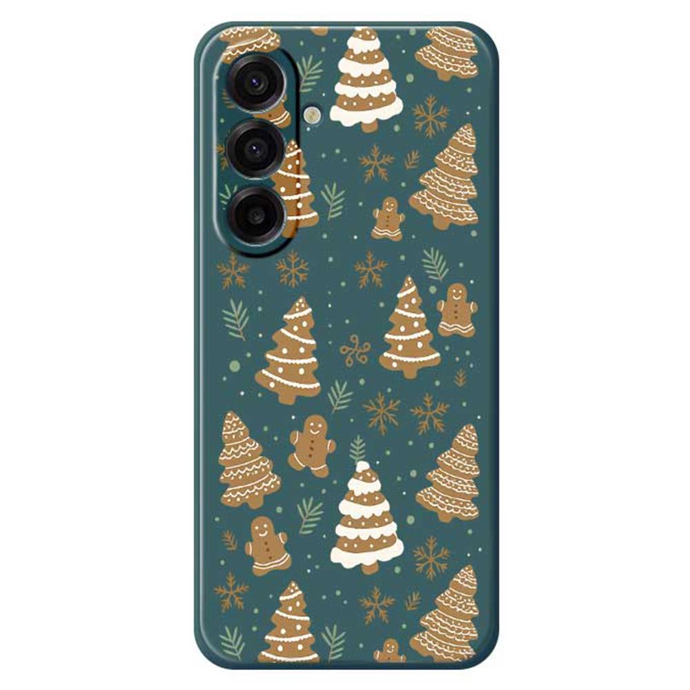 For Samsung Galaxy A17 5G Case Brown Christmas Tree Gingerbread Pattern Printing Straight Edge TPU Phone Back Cover