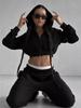 2026 Sexy Mode Lounge-Set Langarm Kapuzen-Crop-Top Shorts Cardigan Jogginghose 2-teiliges Outfit