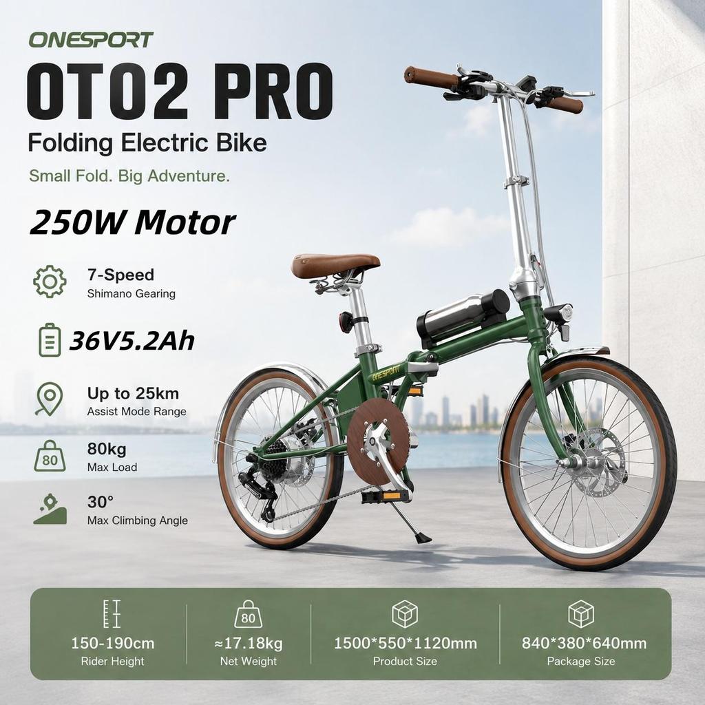 ONESPORT OT02 Pro 250W36V5.2Ah Baterie Autonomie 25km Senzor de Cuplu Apărători de Noroi și Afișaj LCD