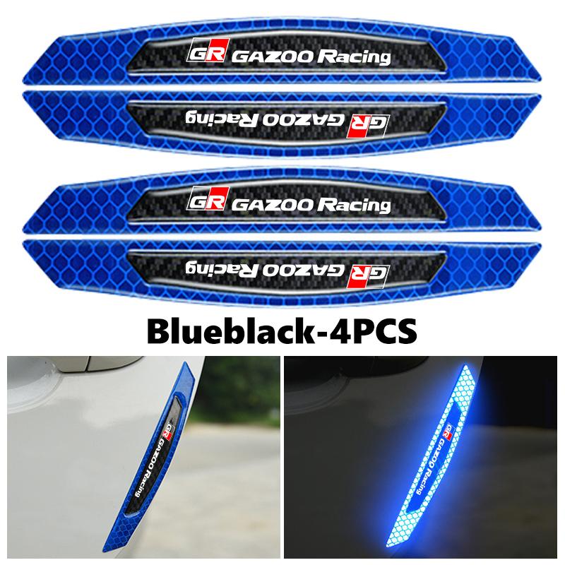 For Toyota 4Pcs Car Door Sticker Safety Warning Reflective Sticker Auto Accessories Crown GR Corolla YARIS Auris C-HR Hilux Vios