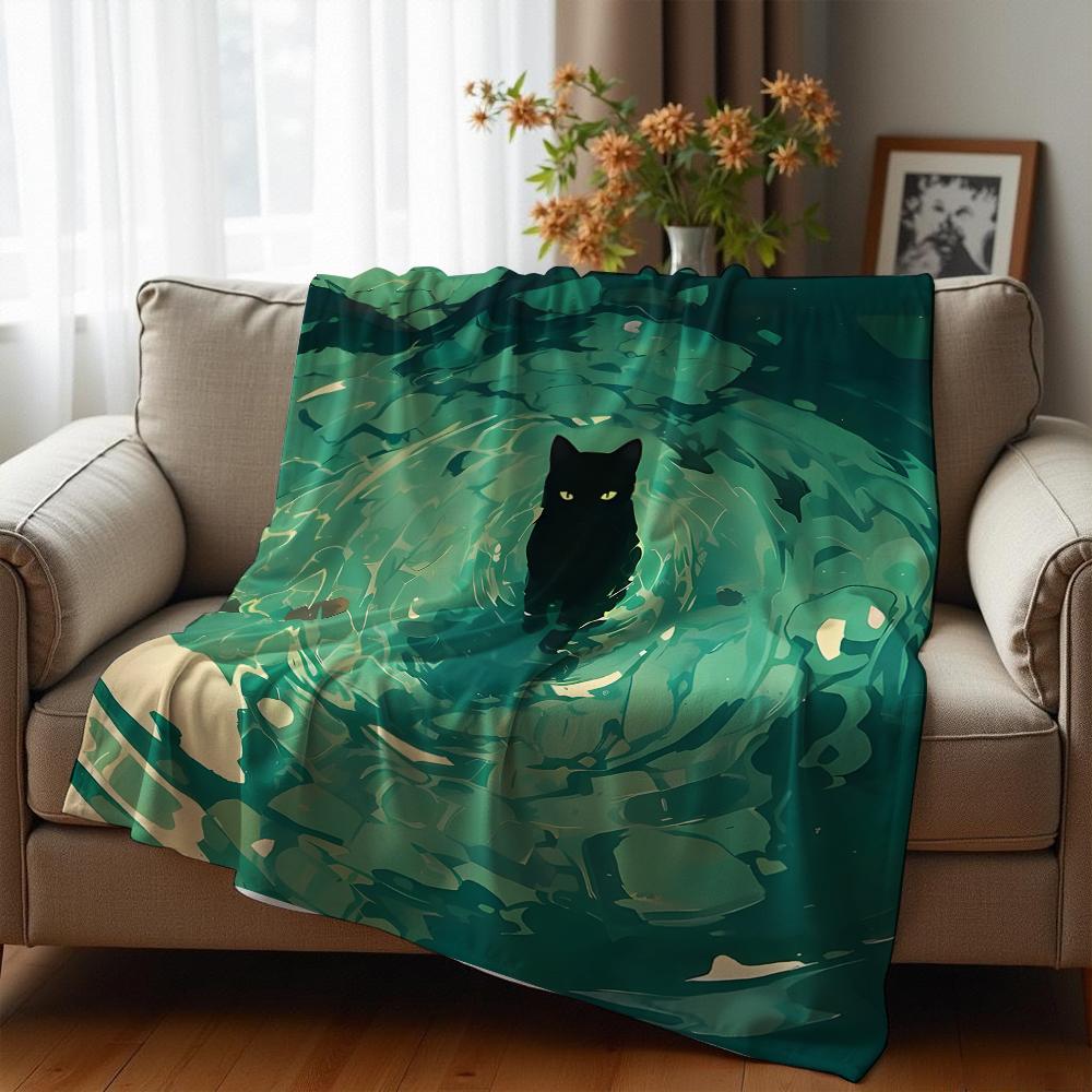 Turquoise Hibiscus Water Ring Soft Flannel Blanket Breathable Warm Throw for Office Car Sofa Kids Room Birthday Xmas Gift