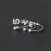 Fashion 925 Silver 26 Letter Ring Sparkling Diamond Zircon Open Ring Index Finger Your Ring Birthday Party Jewelry