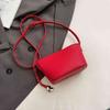 Fashi Red Bucket Handbag French Texture PU Small Crossbody Bags Summer Women's Simple Versatile One Shoulder Bag