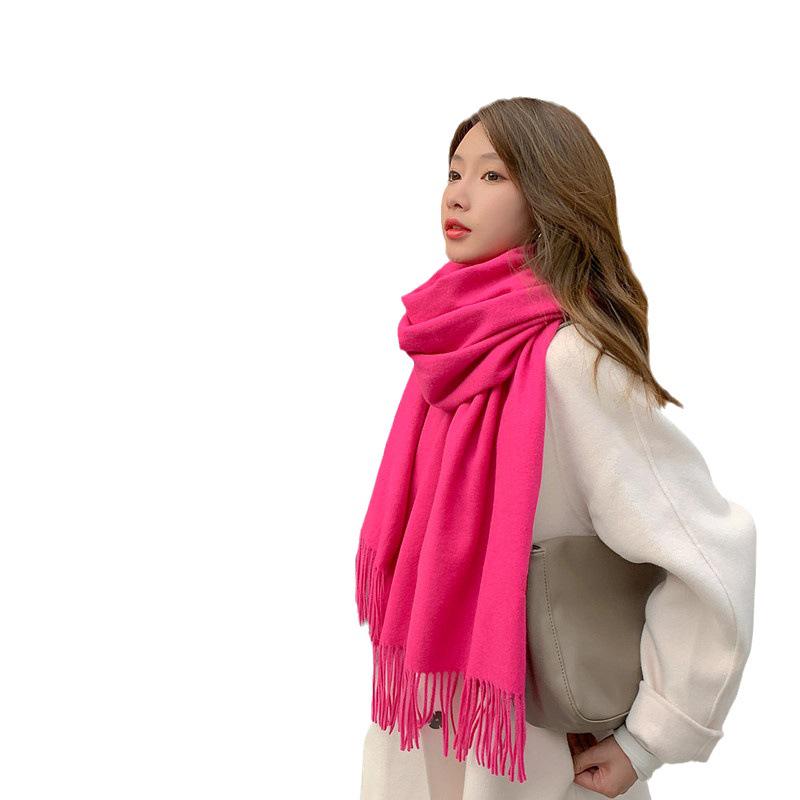 Women's Thickened Cashmere Wool Scarf - Versatile Autumn/Winter Shawl, Korean Style, White