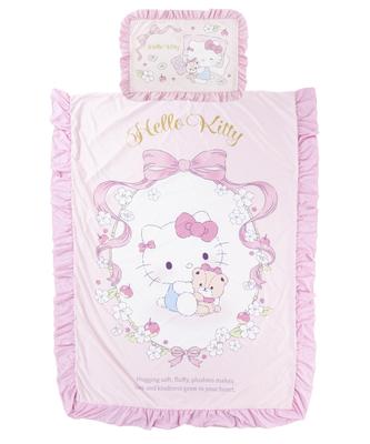 Sanrio Fırfırlı Yorgan Kılıfı ve Yastık Kılıfı Tek Kişilik Boyut Kitty Yumuşak Şeftali Sevimli Makura no 426100 Set, (Merhaba Cilt), Pembe, 150x210cm, Ürün,