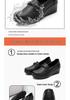 2026 Spring/Autumn Wedge Shoes for Middle-Aged Women - Casual Black Leather Mother's Footwear