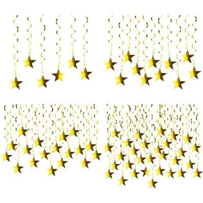 Sparkling Gold Star Hanging Ornament Gold Star Celebration Ornament Festival Hanging Pendant for Event Decoration