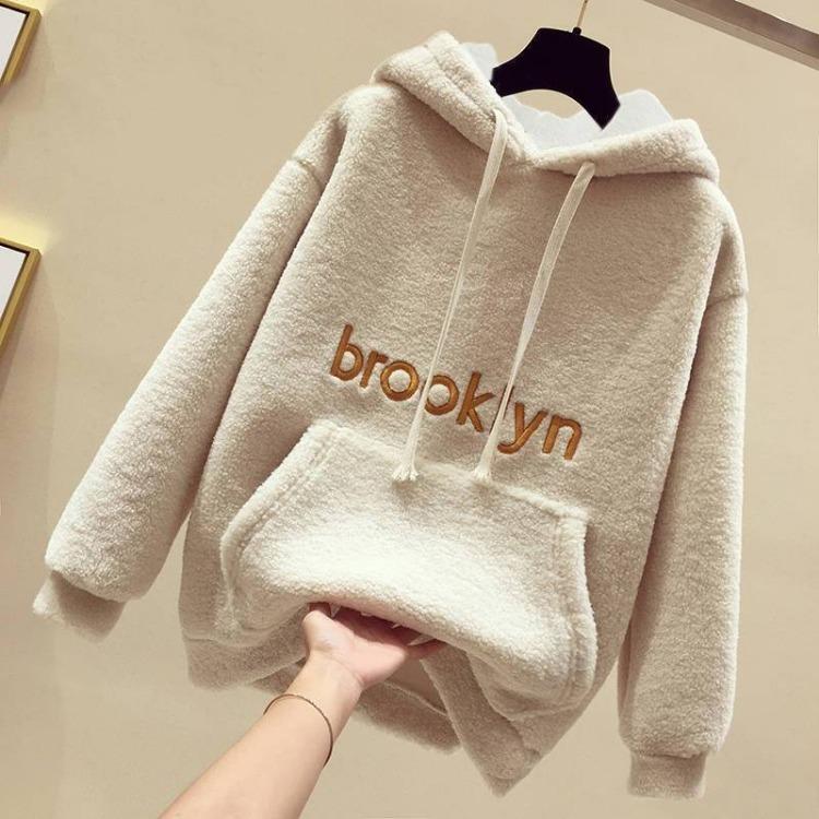 Women's Casual Pullover Fleece Sweatshirt Loose Thick with Pocket Fashion