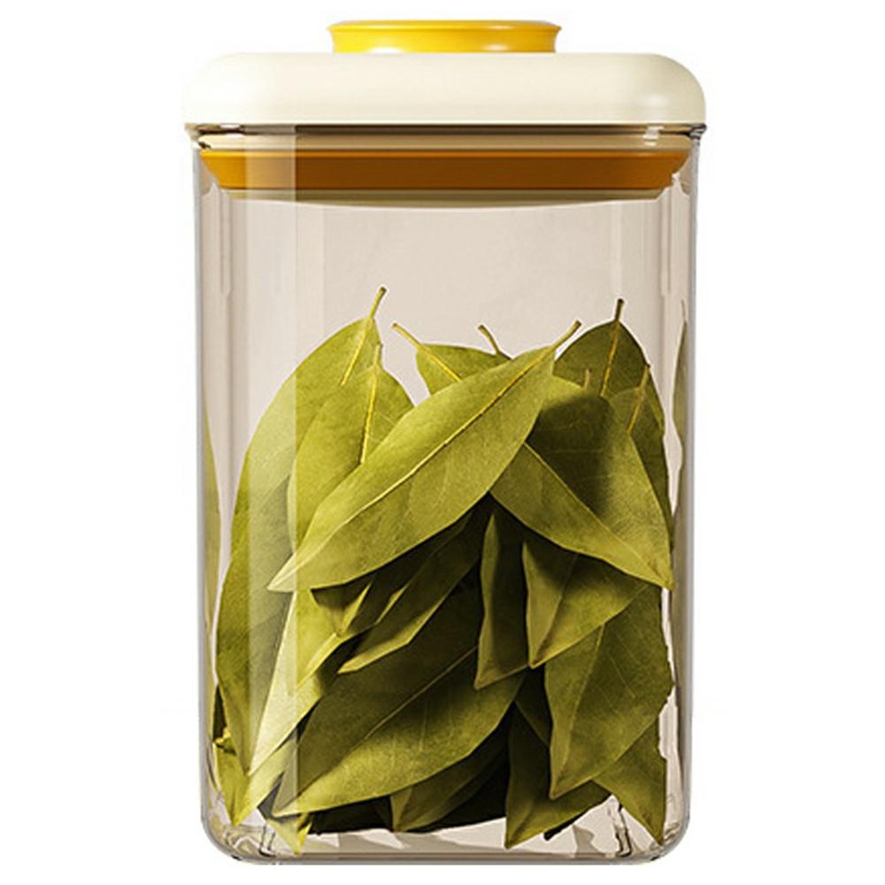 

1750ml Push Button Airtight Square Container Grains Coffee Snacks Kitchen Food Storage Canister (BPA-Free, No FDA) B