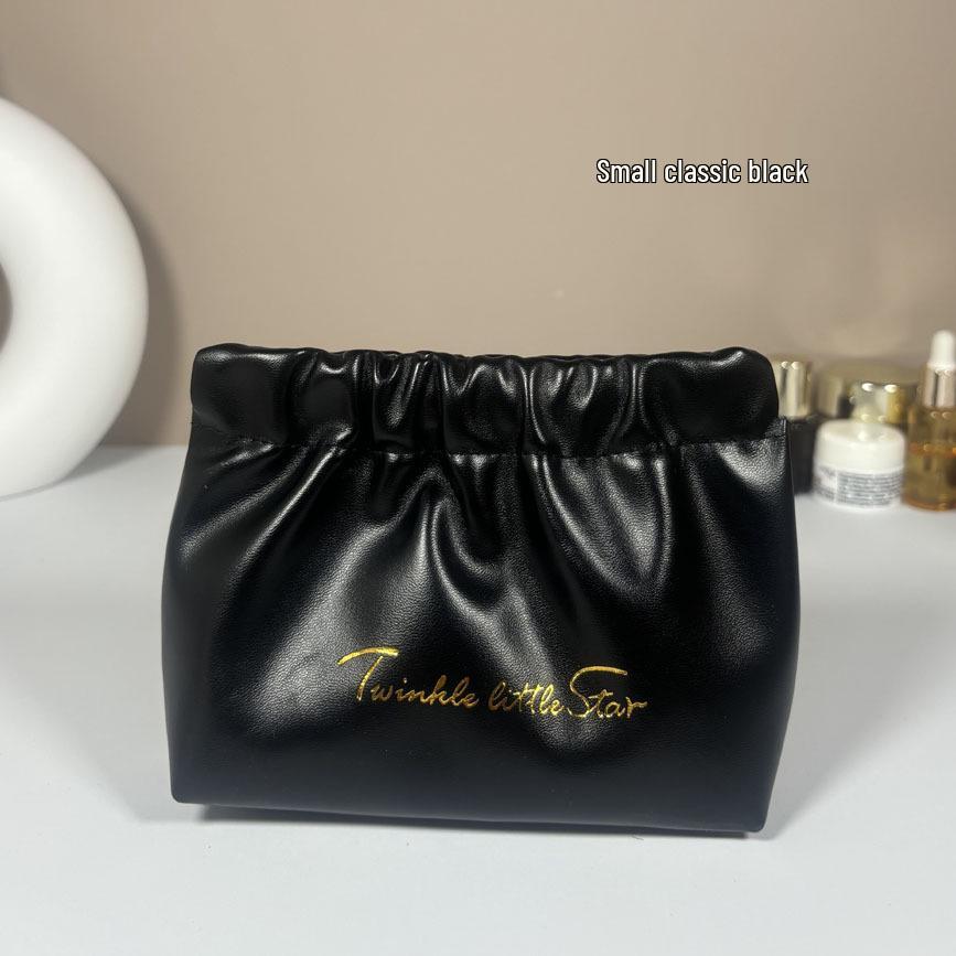 High-Value PU Pleated Cosmetic & Lipstick Travel Makeup Bag