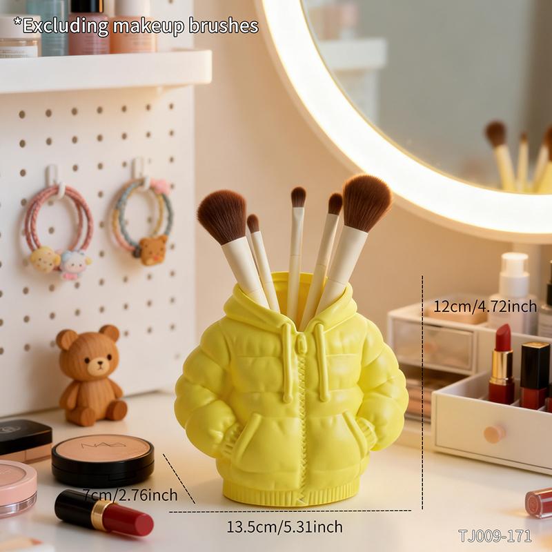 Creative down Jacket Shaped Resin Pen Holder Cute Minimalist Desk Organizer for Pens Makeup Brushes Home Office Display