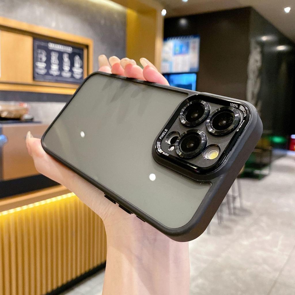 Fine Shield Fine Hole Mobile Phone Case Is Suitable for Apple 16PROMAX Electroplating 15 Semi-transparent 13 Metal Lens Ring 12/11