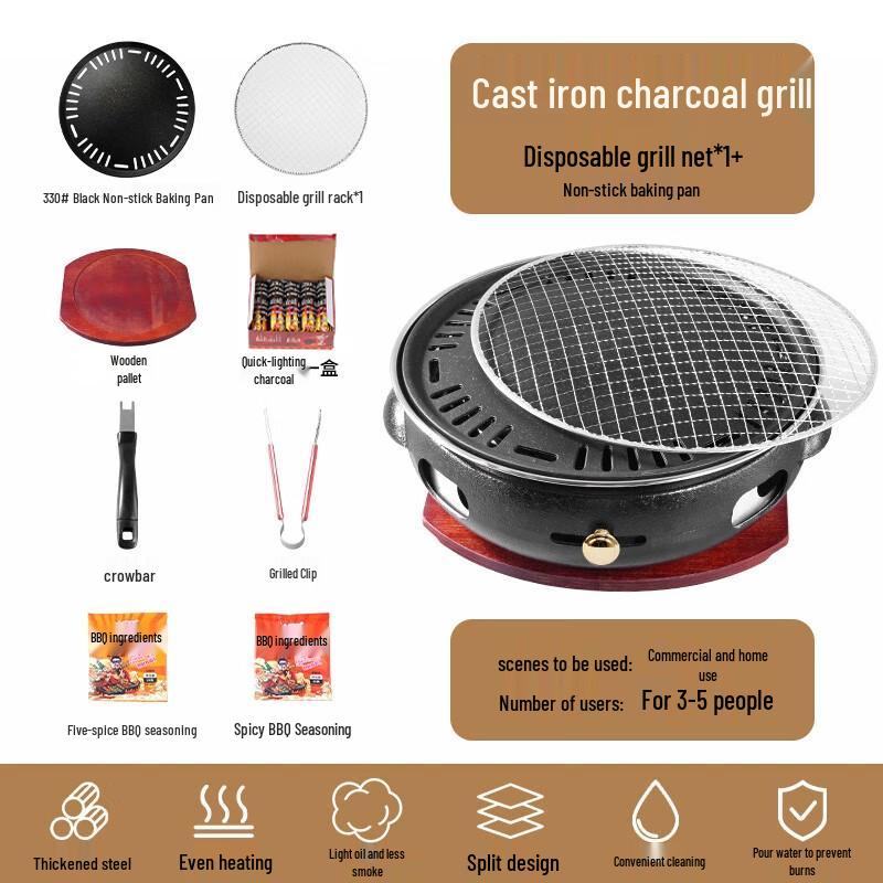 Premium Cast Iron Charcoal BBQ Grill