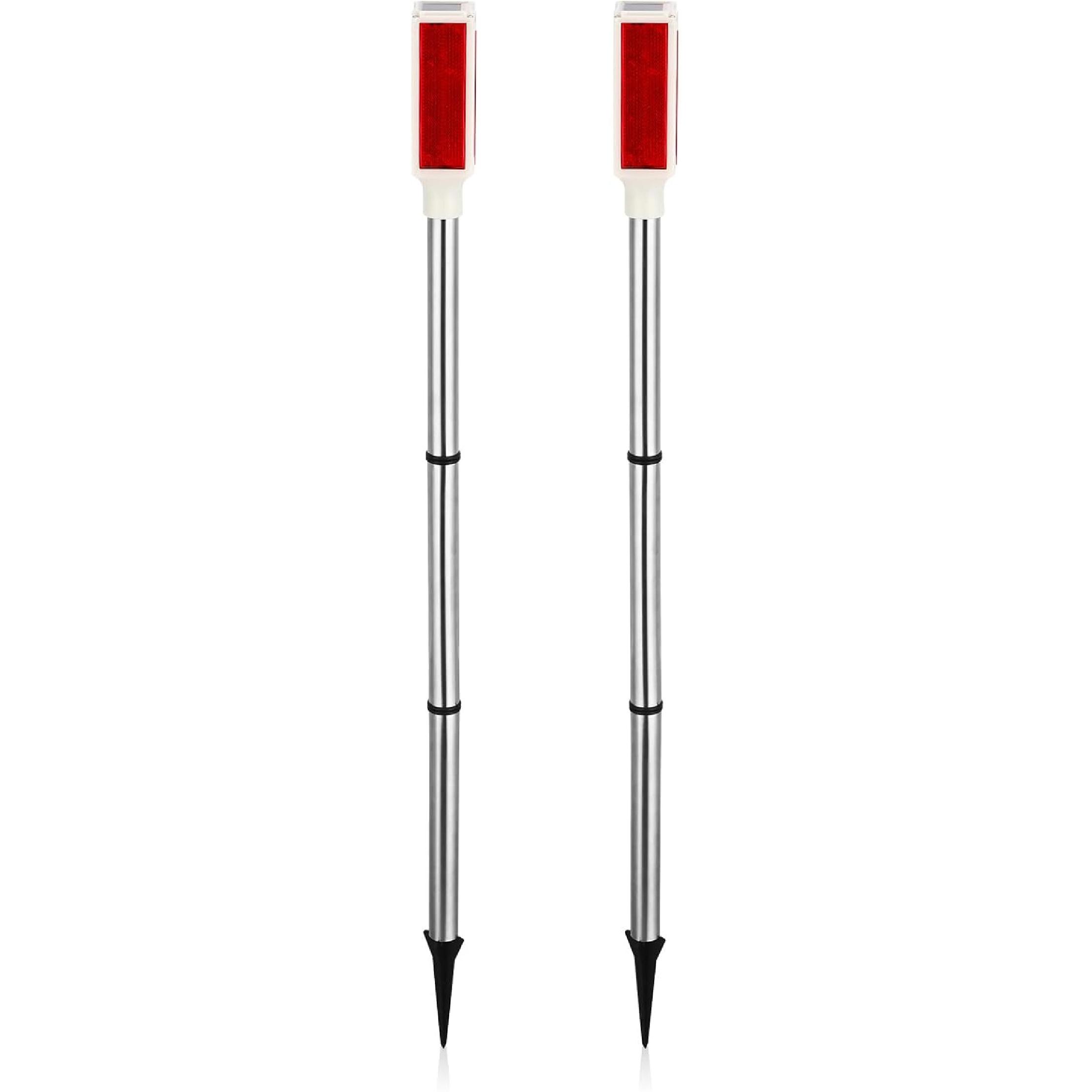 

DOITOOL 2 Pcs Driveway Markers Solar Powered, 30 Inch Reflective Red Driveway Reflectors on Poles for Snow Road Outdoor Yard Parking Lots Strobe