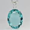 925 Sterling Silver Oval Pendant Aquamarine 137 Ct Certified Lab Created
