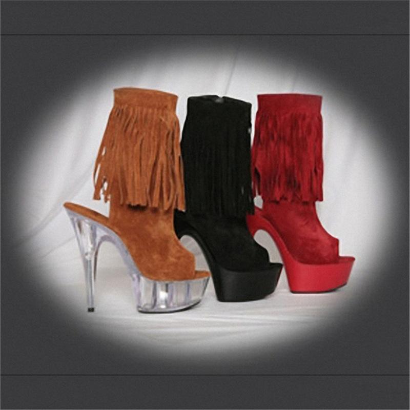 Direct sales 20cm super high heels, thin heels, high tassel, low boots, shoes and boots