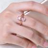 Rose Gold Plated Powder Crystal Powder Cat Ring Hibiscus Powder Crystal Diamond Ring