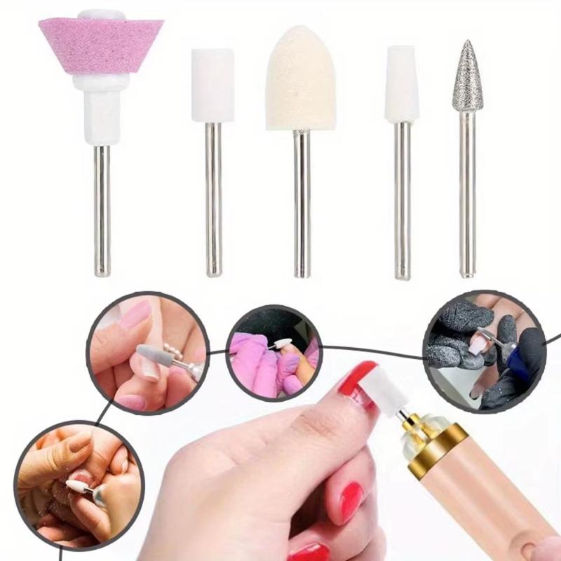 3/4/5Pcs Nail Drill Bits Set With Assorted Grinding Heads Clear Case For Diy Manicure Pedicure Polishing