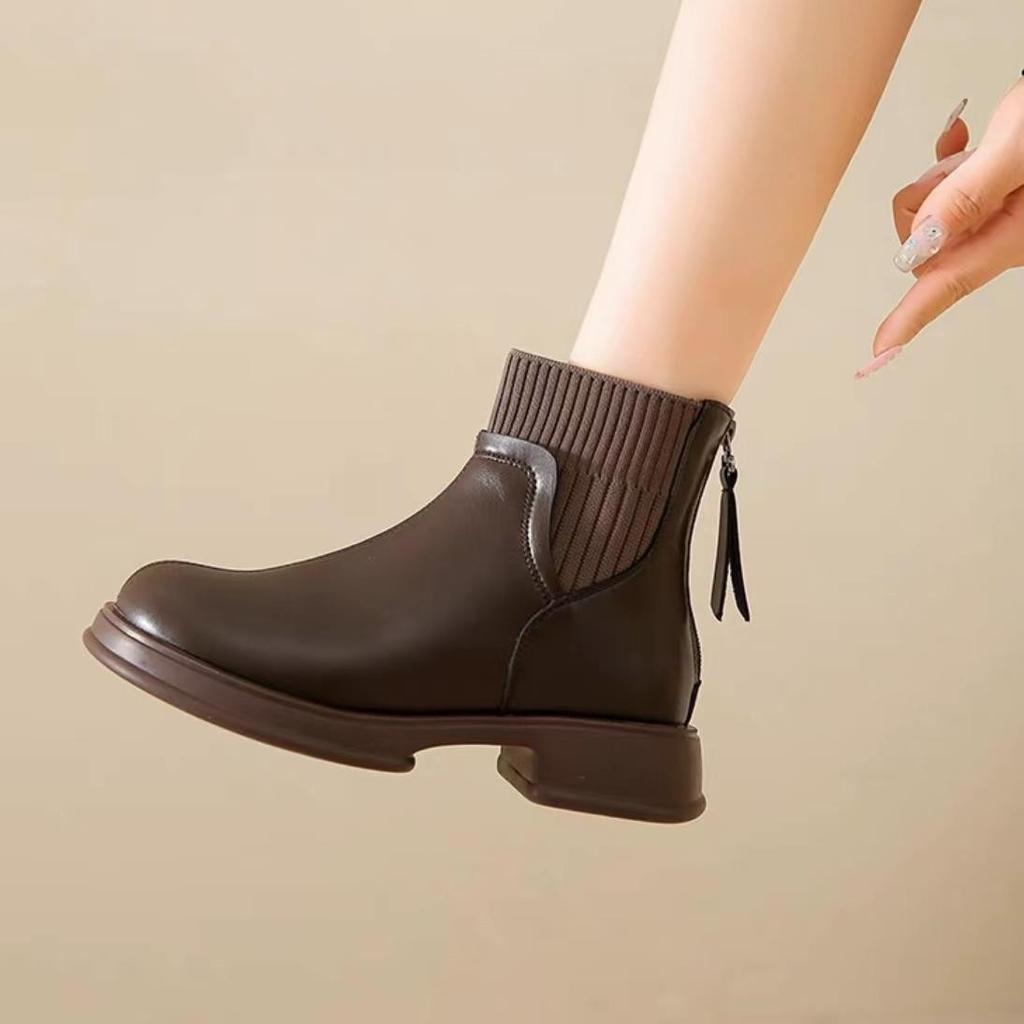 British style platform socks boots rear zipper Martin boots women's autumn and winter 2024 new foreign style Chelsea short boots