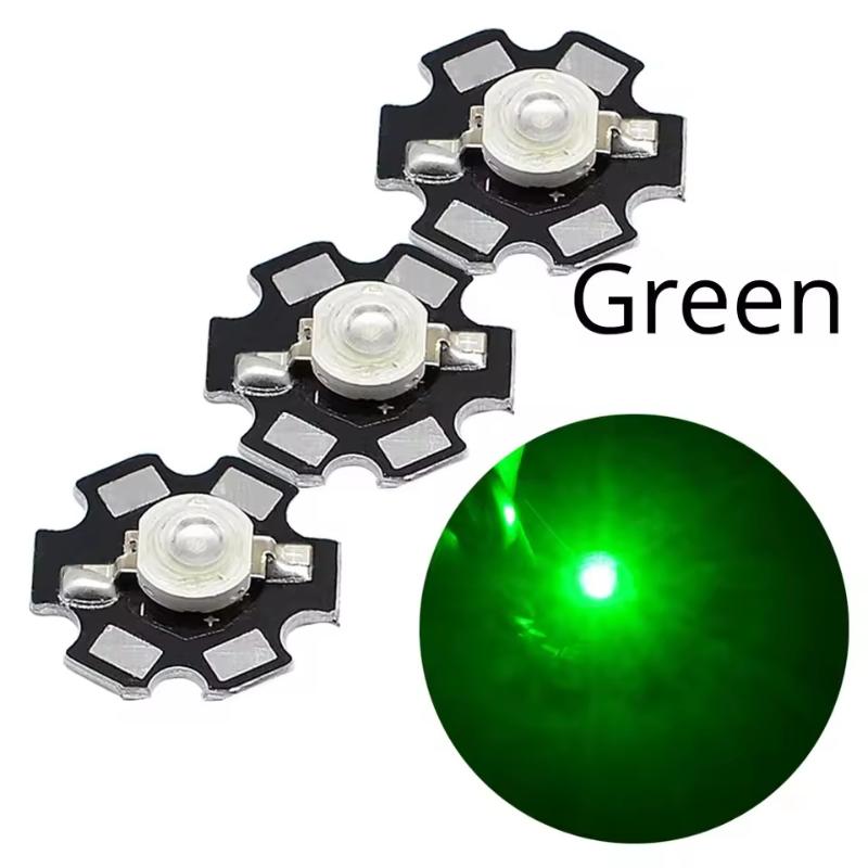10X 20mm 3V 3W High Power Chip Light Bead White Red Blue Green Led Beads Emitter LED Bulb Diodes Lamp With Star Min Heatsink