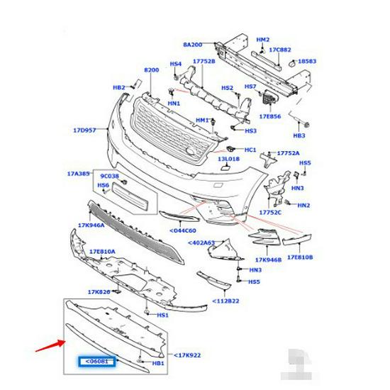 Front Bumper Trim for 2017 Land Rover Range Rover Velar (LR095018)