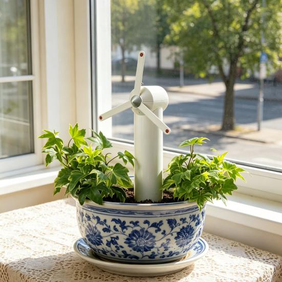 Spinning Windmill Plant Waterer Planter Insert Windmill Hydrator Decorative Automatic Plant Irrigation Spike for Indoor Outdoor Potted Plants