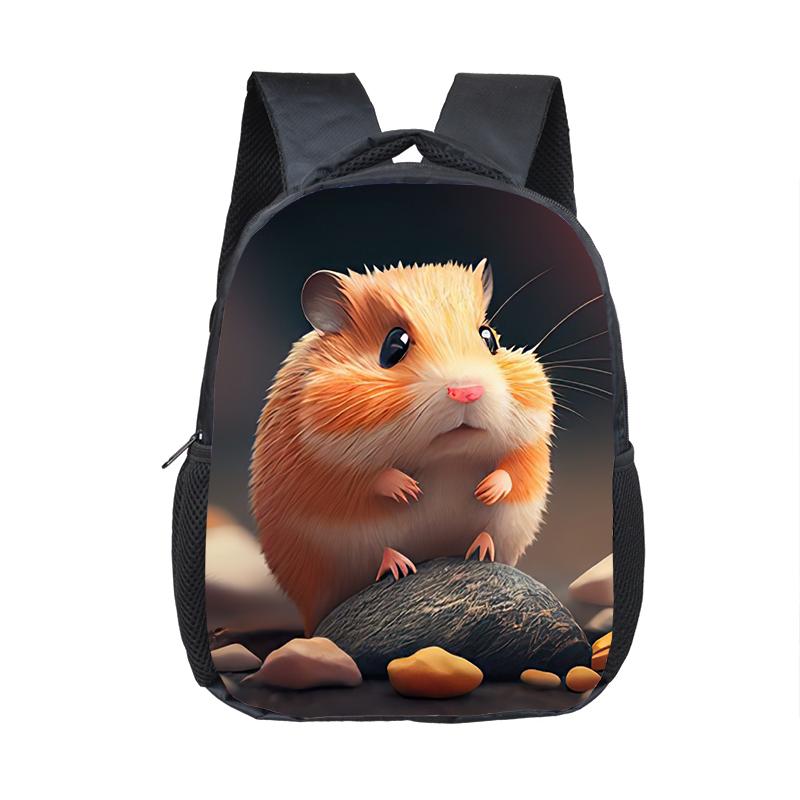 Cartoon Hamster / Pet Guinea Pig Print Backpack  Kids Schoolbags Boy Girl Kindergarten Baby Toddler Bookbag