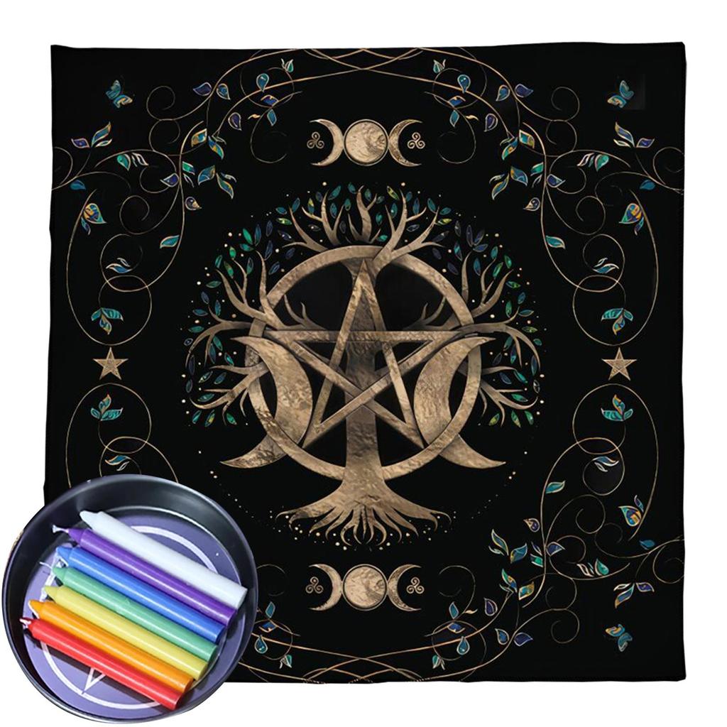 Divinations Tablecloth Pentagrams Pattern Astrologys Tarot Cards Tablecloth Altars Cloth Divinations Game Accessories