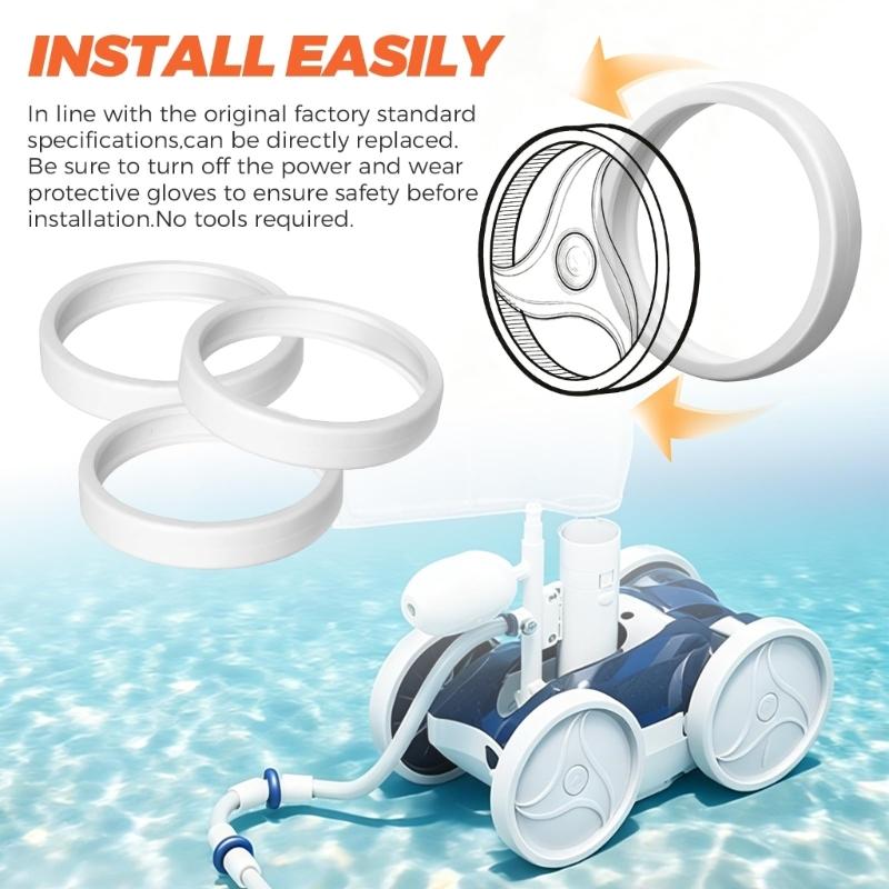 Pool Cleaner Replacement Tires, 3-Pack Rubber Set for 180, 280, 360 and 380 Pressure-Side Cleaner Models, for Direct Worn Tire Maintenance