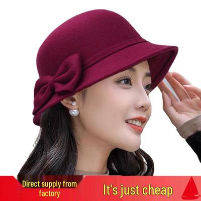 Trendiger Wollfilz-Fedora: Damen Herbst & Winter Retro Koreanischer Stil Kuppel Fischerhut – Vielseitiger Britischer Beckenhut.
