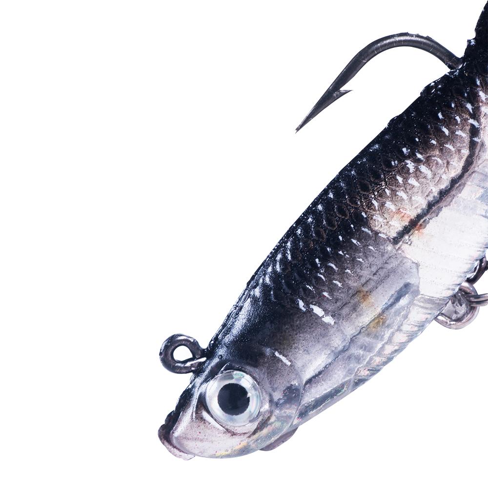 14CM Shad Soft Swimbait Jig Head Lure 8G Pre-Rigged Pinfish Lure Swimbait with Ultra Hook Paddle Tail Lure for Saltwater Fres