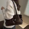 Korean Style Underarm Bag PU Leather Bowling Bag Fashion Retro Shoulder Bag  Women