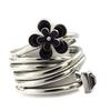 Steel Ring 'Calypso' Black Silver (flower)